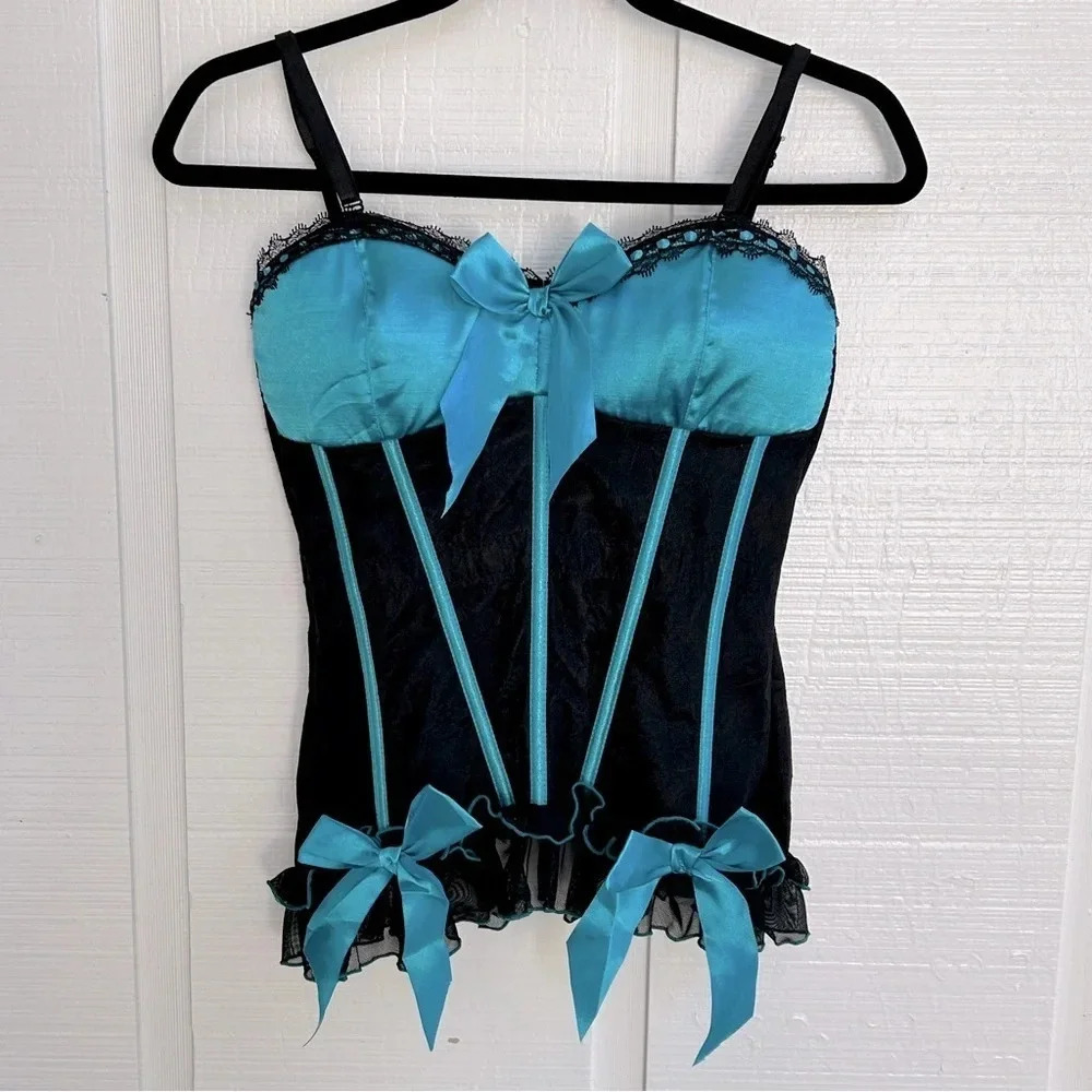 Sexy Coquette Sweetheart Style Satin Lace Trim Bodice Corset Bustier / Womenâs L